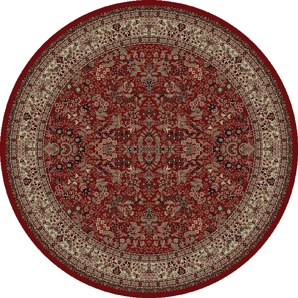 Merinos Sarouk Floral Framed Rug - 5'3'' Round 3 Merinos Sarouk Floral Framed Rug - 5'3'' Round