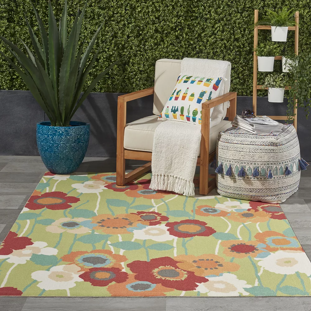 Waverly Sun N' Shade Pick A Poppy Floral Indoor Outdoor Rug 4 Waverly Sun N' Shade Pick A Poppy Floral Indoor Outdoor Rug - Image 2