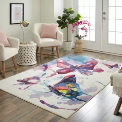 Mohawk Home Mohawk® Home Kids Prismatic Watercolor Butterflies EverStrand Rug -Mohawk shop 3672446 ALT